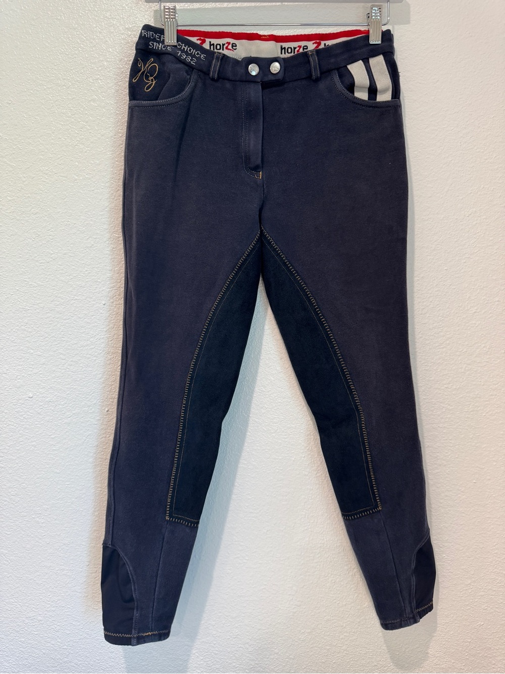Horze Full Seat Equestrian English Riding Breeches Navy Blue Size 28